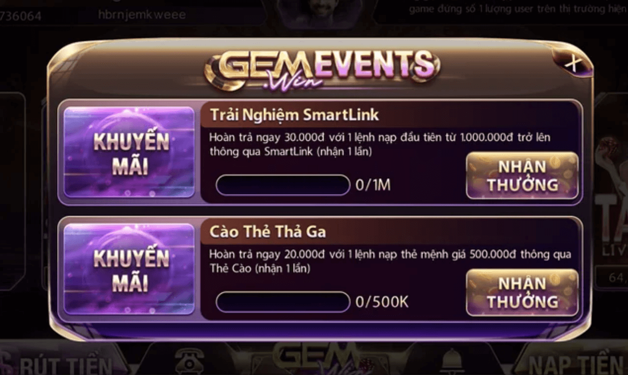 Sự kiện khuyến mãi Gemwin