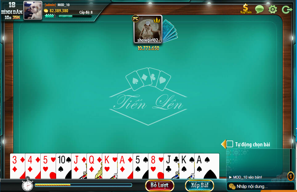 Đánh giá tổng quan về game bài Tiến lên tại cổng game Gemwin 3 game bai tien len
